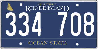 RI license plate 334708