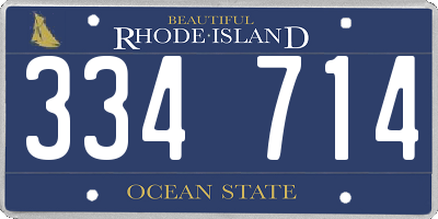 RI license plate 334714