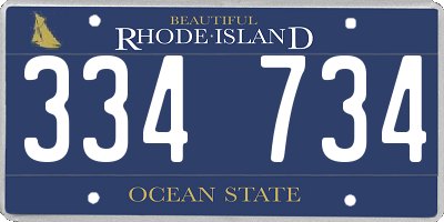 RI license plate 334734