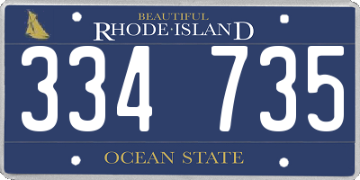 RI license plate 334735