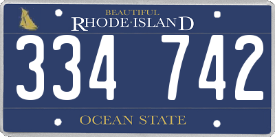 RI license plate 334742