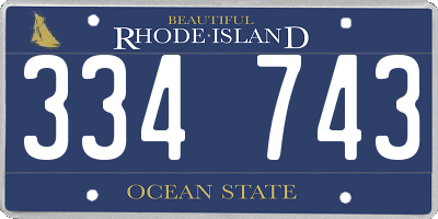 RI license plate 334743