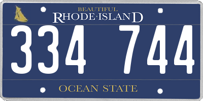 RI license plate 334744