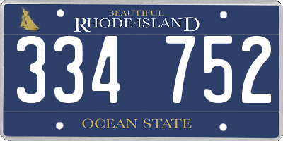 RI license plate 334752