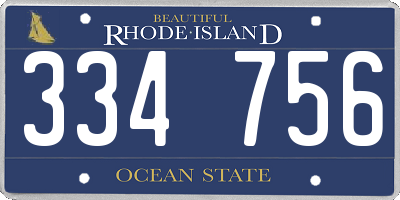 RI license plate 334756