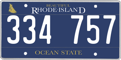 RI license plate 334757