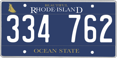 RI license plate 334762