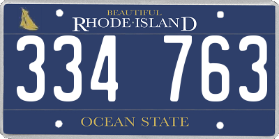 RI license plate 334763