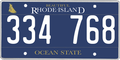 RI license plate 334768