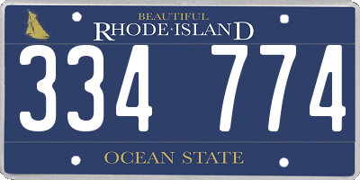 RI license plate 334774