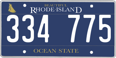 RI license plate 334775