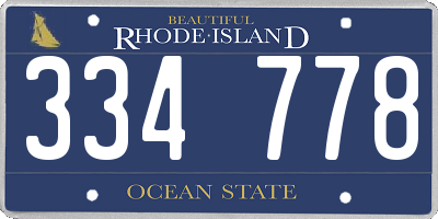 RI license plate 334778