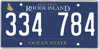 RI license plate 334784