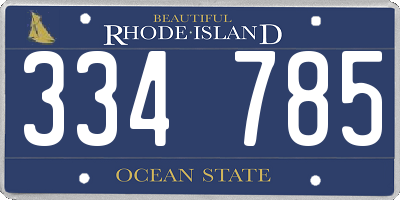 RI license plate 334785