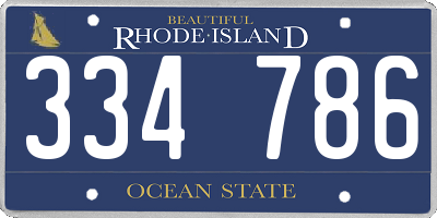 RI license plate 334786