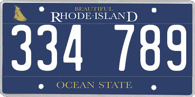 RI license plate 334789