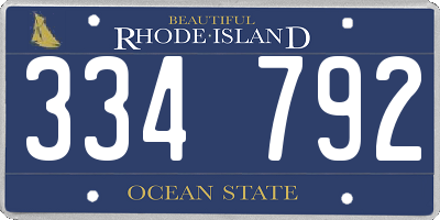 RI license plate 334792