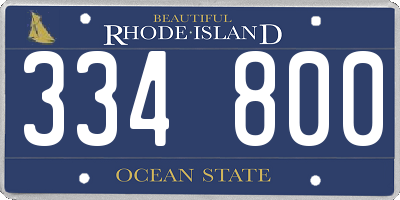 RI license plate 334800