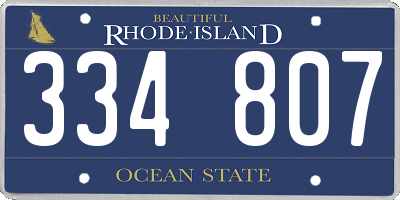 RI license plate 334807