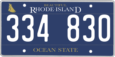 RI license plate 334830