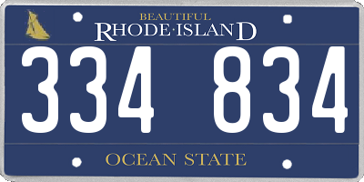 RI license plate 334834