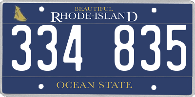 RI license plate 334835