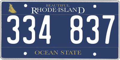 RI license plate 334837