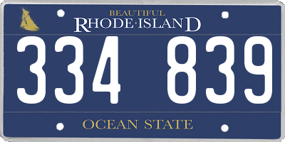 RI license plate 334839