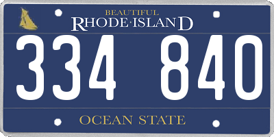RI license plate 334840