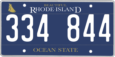 RI license plate 334844
