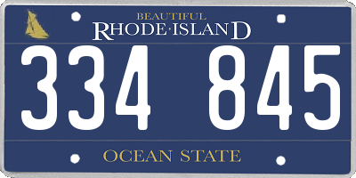 RI license plate 334845