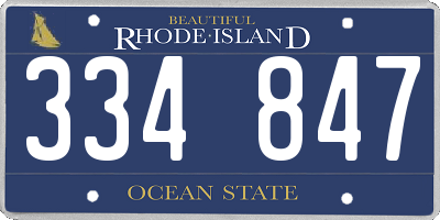 RI license plate 334847