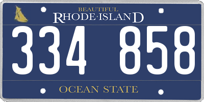 RI license plate 334858