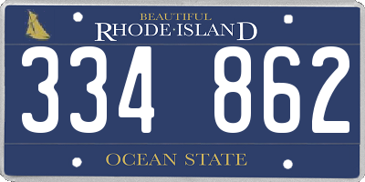 RI license plate 334862