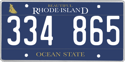 RI license plate 334865