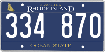 RI license plate 334870