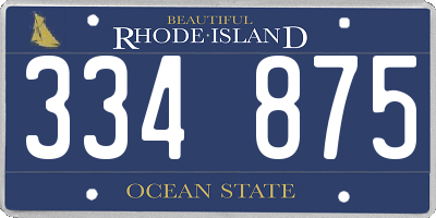 RI license plate 334875