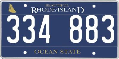 RI license plate 334883