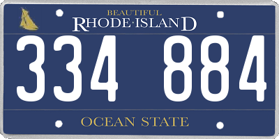 RI license plate 334884