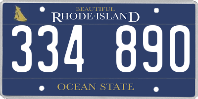 RI license plate 334890