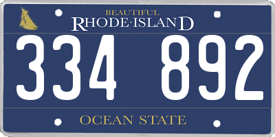 RI license plate 334892
