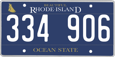 RI license plate 334906