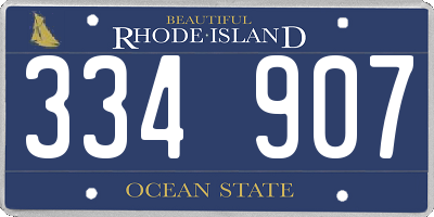 RI license plate 334907