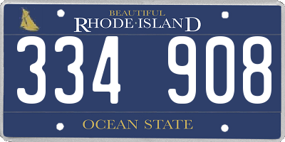 RI license plate 334908