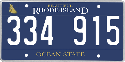 RI license plate 334915