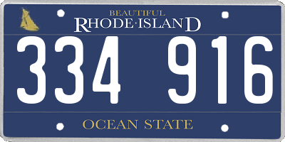 RI license plate 334916