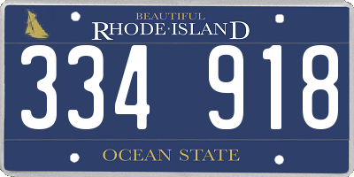 RI license plate 334918
