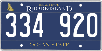 RI license plate 334920