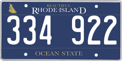 RI license plate 334922