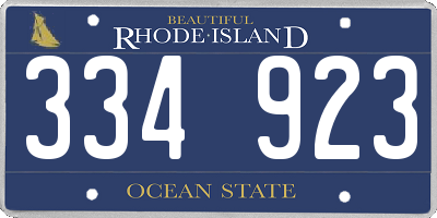 RI license plate 334923